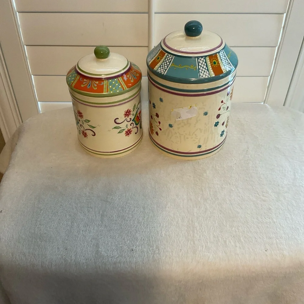 Ceramic Floral Canister Set - Colorful Pattern